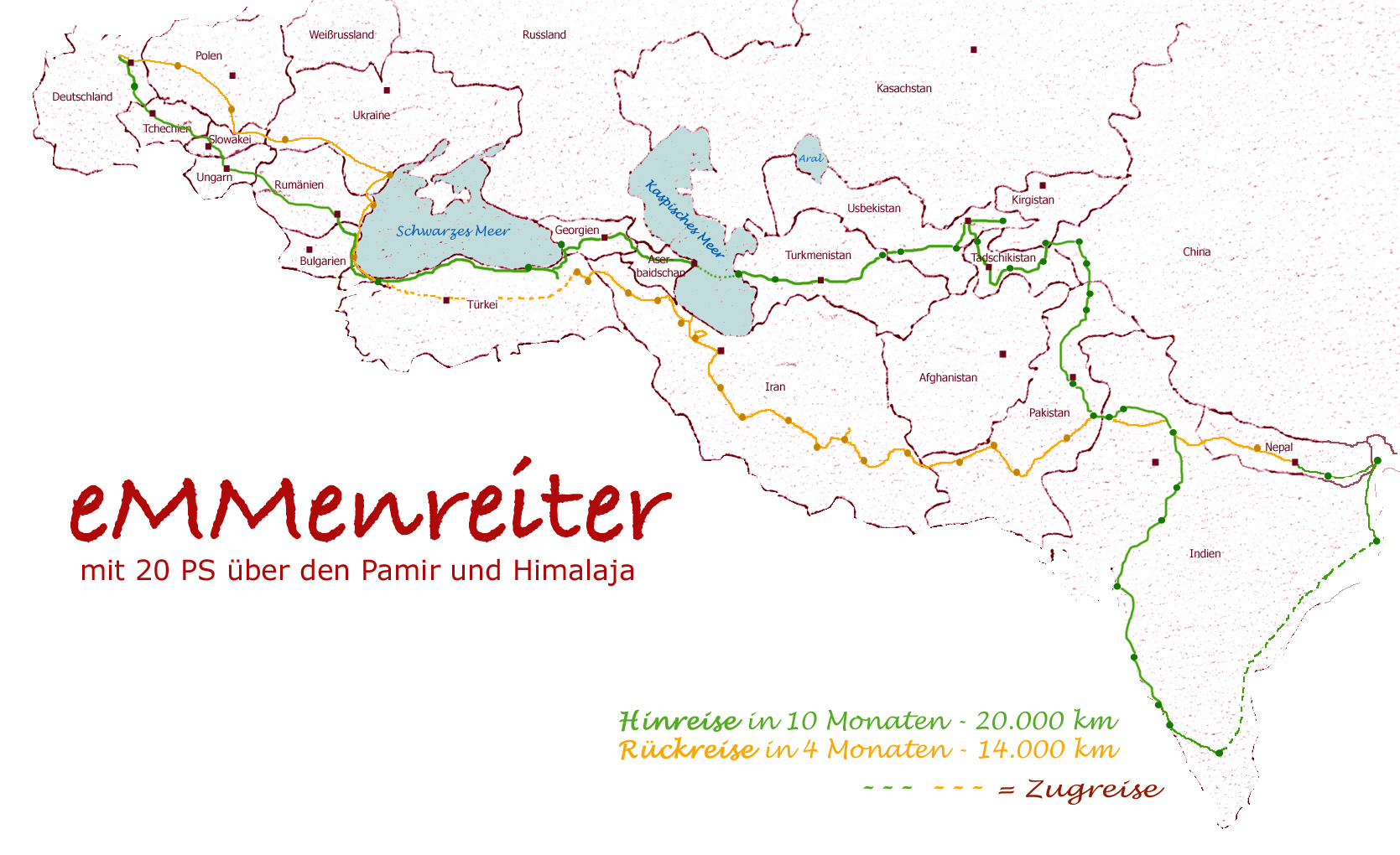 eMMenreiter-Reiseroute 2008-2009